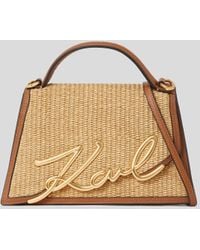 Karl Lagerfeld - K/Signature Mittelgrosse Umhängetasche Aus Bast, Frau, Größe - Lyst