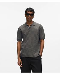 KARL LAGERFELD - Monogram Checked Polo Shirt - Lyst