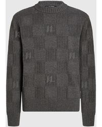 KARL LAGERFELD - Monogram Checked Knitted Sweater - Lyst