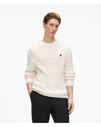 KARL LAGERFELD - Kameo Cable Knit Sweater - Lyst
