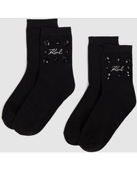 Karl Lagerfeld - Chaussettes Signature Avec Pierres Précieuses – Lot De 2, Femme, Taille - Lyst