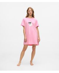 KARL LAGERFELD - Ikon Rhinestone Pajama Dress - Lyst