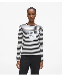 KARL LAGERFELD - Ikon Aquarelle Stripe Long-Sleeved T-Shirt - Lyst