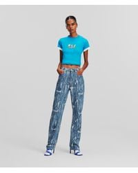 Karl Lagerfeld - Klj Monogram Distressed High-rise Straight Jeans - Lyst