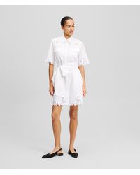 Karl Lagerfeld - Hemdkleid Mit Cut-Out-Stickerei, Frau, Größe - Lyst