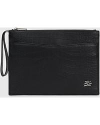 KARL LAGERFELD - K/Croc Leather Pouch - Lyst