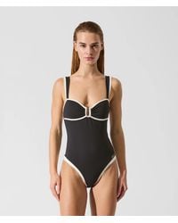 KARL LAGERFELD - Signature Piped Swimsuit - Lyst