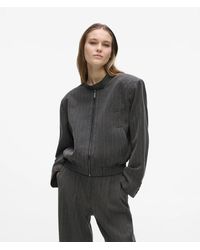 KARL LAGERFELD - Pinstripe Tailored Bomber Jacket - Lyst