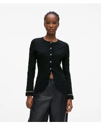 KARL LAGERFELD - Faux-Pearl Detail Knit Cardigan - Lyst