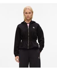 KARL LAGERFELD - Ikon Cinched Zip Hoodie - Lyst