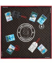 KARL LAGERFELD - Ikon Monogram Travel Stamps Scarf - Lyst