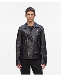 KARL LAGERFELD - Karl Essential Leather Jacket - Lyst