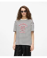 KARL LAGERFELD - Ikon Choupette Muse Striped T-Shirt - Lyst