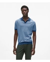 KARL LAGERFELD - Striped Knit Polo Shirt - Lyst