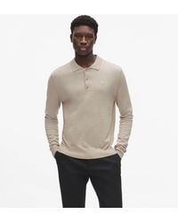 KARL LAGERFELD - Merino Wool Long-Sleeved Polo Shirt - Lyst
