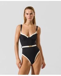 KARL LAGERFELD - Signature Belted Swimsuit - Lyst