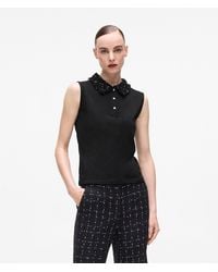 KARL LAGERFELD - Bouclé Detail Polo Shirt - Lyst