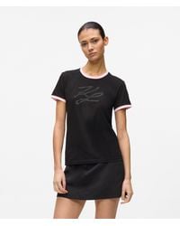 KARL LAGERFELD - Exclusive Rhinestone Autograph T-Shirt - Lyst