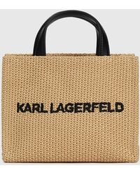 KARL LAGERFELD - Logo Small Square Woven Beach Bag - Lyst