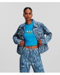 Karl Lagerfeld - Klj Monogram Distressed Denim Jacket - Lyst