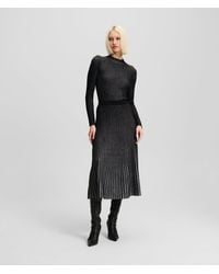 Karl Lagerfeld - Metallic Pleated Midi Skirt - Lyst