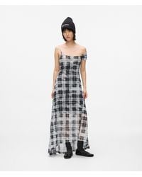 KL Jeans - Checked Mesh Maxi Dress - Lyst