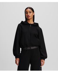 Karl Lagerfeld - Glitter Karl Logo Tape Zip-up Hoodie - Lyst