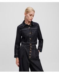 Karl Lagerfeld - Cropped Denim Jacket - Lyst