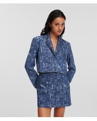 Karl Lagerfeld - Sketched Cropped Denim Jacket - Lyst