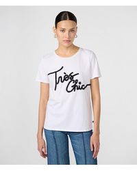 Karl Lagerfeld - | Women's Bonjour Fringe T-shirt | White/black | Cotton/spandex | Size 2xs - Lyst