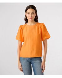 Karl Lagerfeld - | Women's Puff Sleeve Organza Top | Tangerine Orange | Rayon/nylon | Size 2xs - Lyst