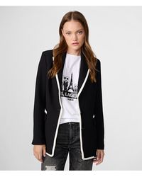 Karl Lagerfeld - | Women's Contrast Trim Blazer Jacket | Black - Lyst