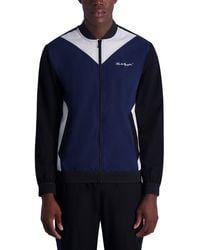 Karl Lagerfeld - | Men's Color Block Mesh Trim Track Jacket | Blue | Size Xs - Lyst