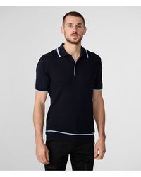 Karl Lagerfeld - | Men's Textured Short Sleeve Sweater Polo Shirt | Navy Blue | Size Large - Lyst