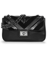 Karl Lagerfeld - | Women's Agyness Leather And Suede Shoulder Bag | Oil Slick Black - Lyst