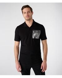 Karl Lagerfeld - | Men's Polo W/ Printed Sequins And Karl Knight Logo Shirt | Black | Size Xs - Lyst