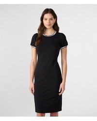 Karl Lagerfeld - | Women's Logo Tape Puff Sleeve T-shirt Dress | Black | Cotton/spandex | Size 2xs - Lyst