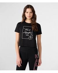 Karl Lagerfeld - | Women's Whimsy Pins Logo T-shirt | Black | Cottton/modal/spandex | Size 2xs - Lyst