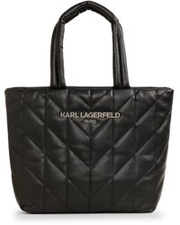 Karl Lagerfeld - | Women's Voyage Quilted Faux Leather Tote Bag | Black/gunmetal - Lyst