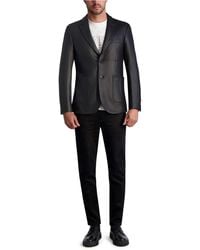 Karl Lagerfeld - | Men's Coated Peak Lapel Sport Blazer Jacket | Black | Polyester/spandex | Size Small - Lyst
