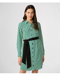 Karl Lagerfeld - | Women's Printed Silky Crepe Shirt Dress | Kelly Green | Size Xs - Lyst
