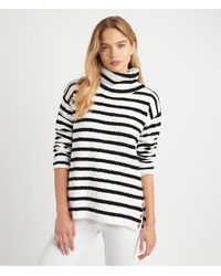 Karl Lagerfeld | Women's Eyelash Stripe Cozy Knit Sweater | White/black | Acrylic/polyester | Size 2xs