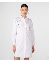 Karl Lagerfeld - | Women's K-pin Shirt Dress | White | Cotton Poplin | Size 2xs - Lyst