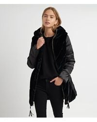 Karl Lagerfeld - | Women's Tiered Faux Fur Belted Tassel Puffer Jacket | Black | Size Xs - Lyst