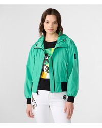 Karl Lagerfeld - | Women's Logo Collar Bomber Jacket | Kelly Green | Size Medium - Lyst
