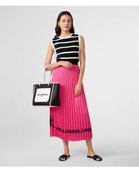 Karl Lagerfeld - | Women's Logo Pleated Maxi Skirt | Fuchsia Pink | Size Xs - Lyst
