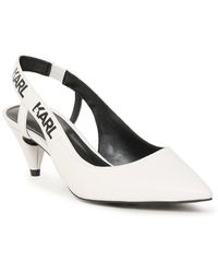 Karl Lagerfeld - | Women's Giselle Logo Slingback Kitten Heel | White - Lyst