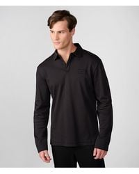 Karl Lagerfeld - | Men's Patch Logo Long Sleeve Polo Shirt | Black | Size Xs - Lyst