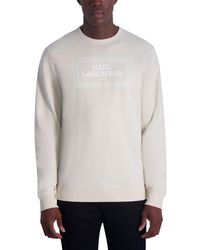 Karl Lagerfeld - | Men's French Terry Sweatshirt With Square Logo | Natural Beige | Size Small - Lyst