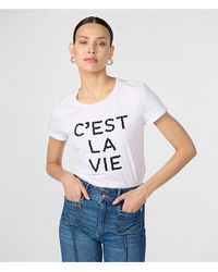 Karl Lagerfeld - | Women's C'est La Vie Daisy T-shirt | White/black | Cotton/spandex | Size Xs - Lyst